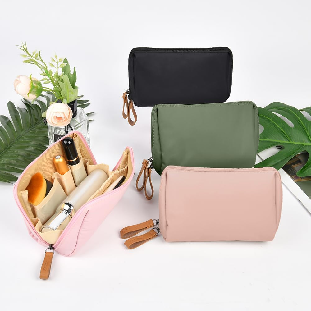 Travel Makeup Pouch, Small Makeup Bag, Mini Cosmetic Bag with Compartments, Multifunctional Waterproof Cosmetic Bags, Portable Toiletry Bags, Travel Organizer B-Ag for Women Girls